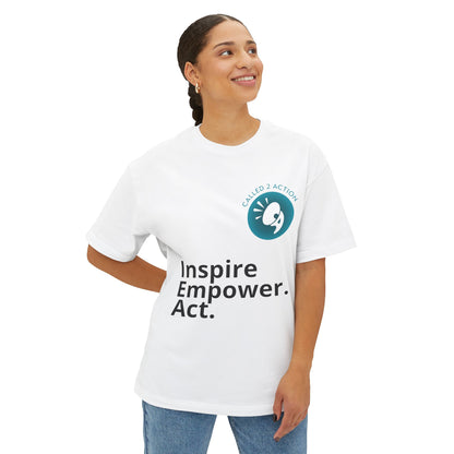 Inspire Empower Act Unisex Oversized Boxy Tee, Relaxed Fit Tee, Motivational Shirt, Casual Everyday Wear, Empowerment Apparel