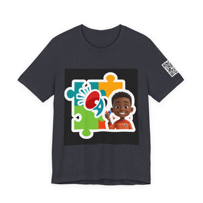 Autism Awareness Puzzle Tee — Kid-Friendly Design with Smiling Child & Puzzle Pieces