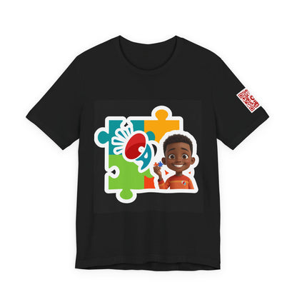 Autism Awareness Puzzle Tee — Kid-Friendly Design with Smiling Child & Puzzle Pieces