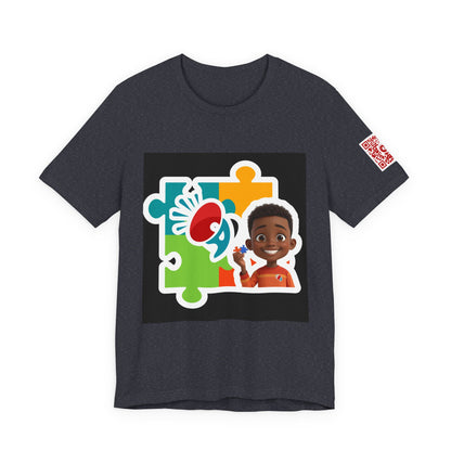 Autism Awareness Puzzle Tee — Kid-Friendly Design with Smiling Child & Puzzle Pieces