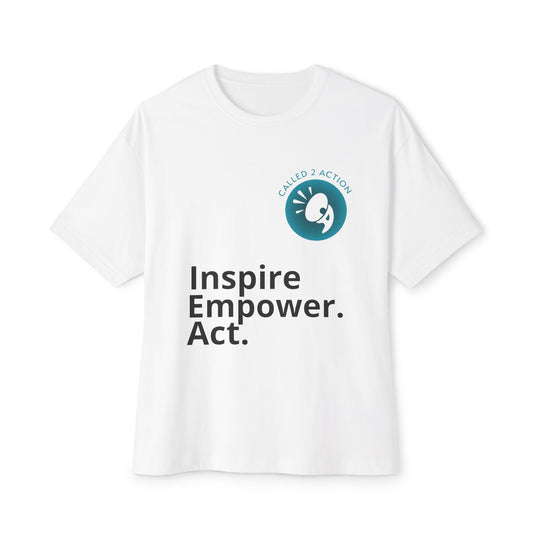 Inspire Empower Act Unisex Oversized Boxy Tee, Relaxed Fit Tee, Motivational Shirt, Casual Everyday Wear, Empowerment Apparel