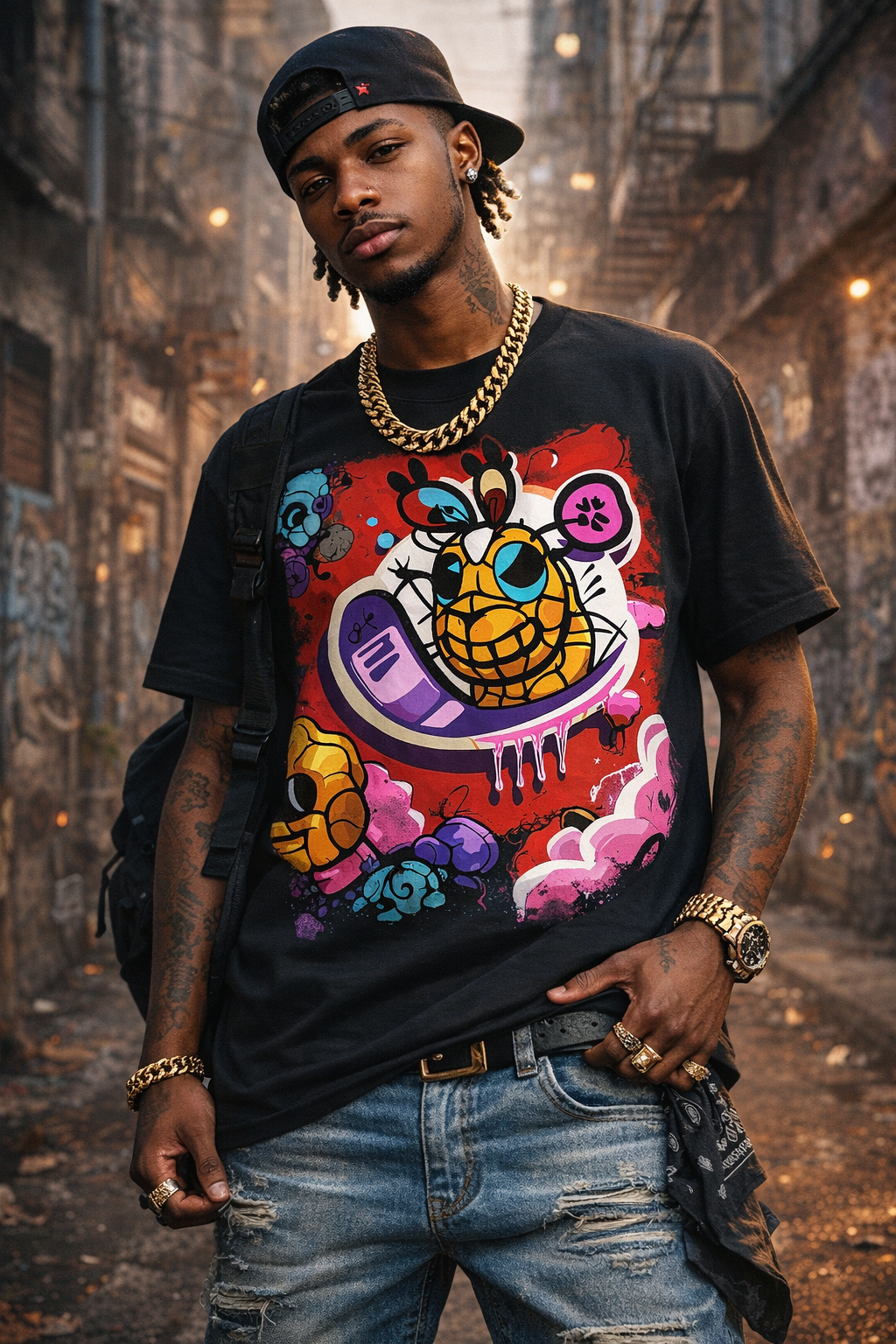 Graphic Sweatshirt — Colorful Pineapple Cartoon with “Called 2 Action” QR Back