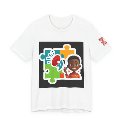 Autism Awareness Puzzle Tee — Kid-Friendly Design with Smiling Child & Puzzle Pieces