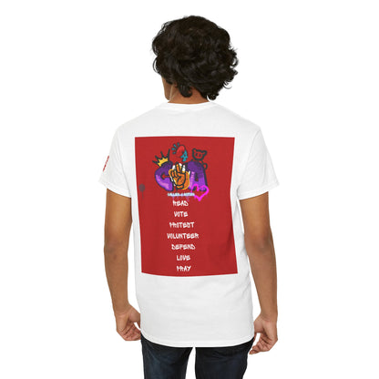 Bold Graphic Unisex Tee for Activists, Statement T-Shirt, Vote Love Design, Heavy Cotton Shirt, Empowerment Apparel