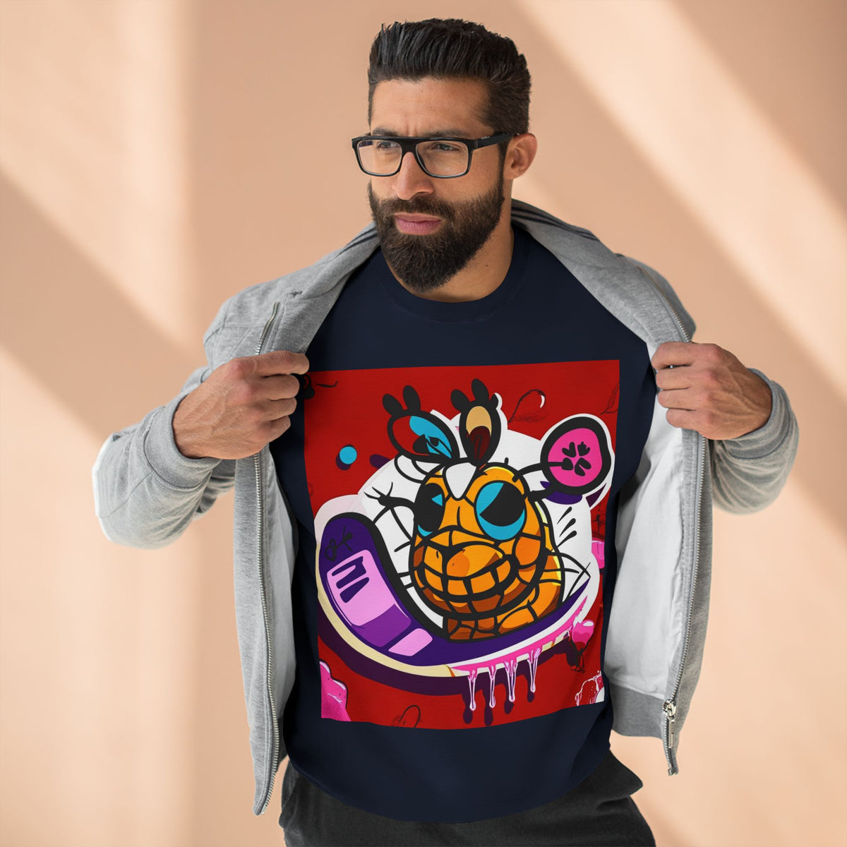 Graphic Sweatshirt — Colorful Pineapple Cartoon with “Called 2 Action” QR Back